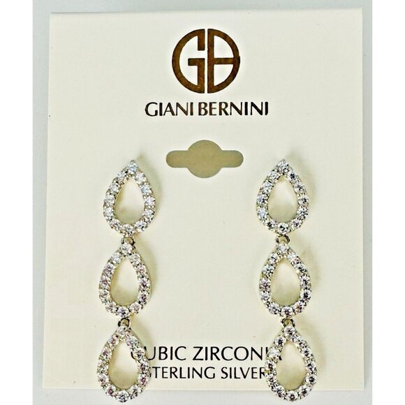 Giani Bernini CZ Drop Earrings 18k Gold-Plated Sterling Silver NWT $100 MSRP - Picture 2 of 10